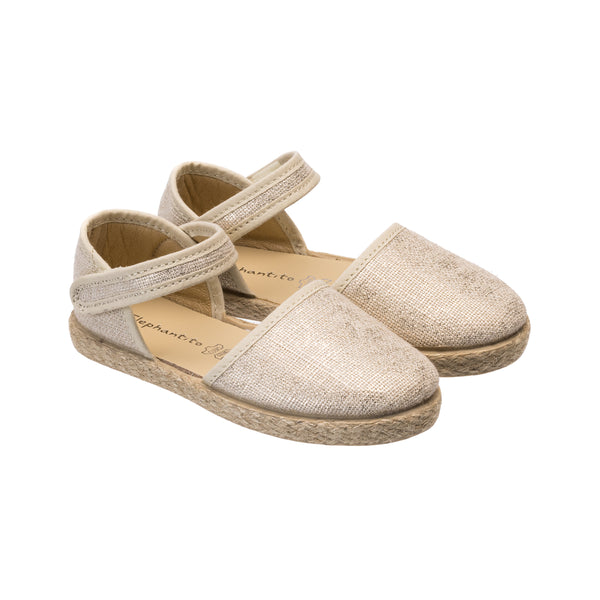 Elephantito Linen Classic Espadrille Metallic White Shoes