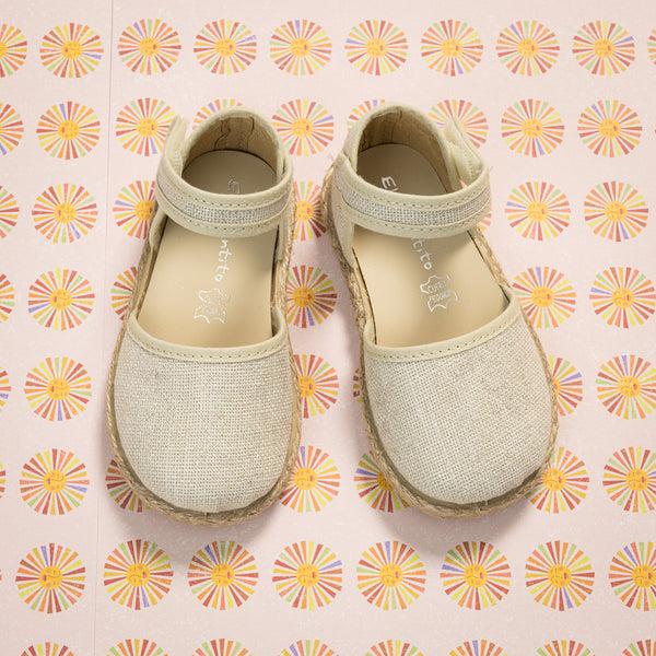 Elephantito Linen Classic Espadrille Metallic White Shoes