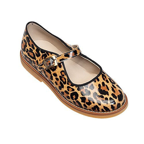 elephantito Mary Jane with Buckle Patent Leopard Shoes