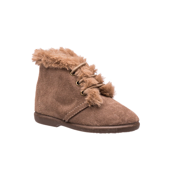 Elephantito Teddy Bootie With Laces Suede Mink Shoes
