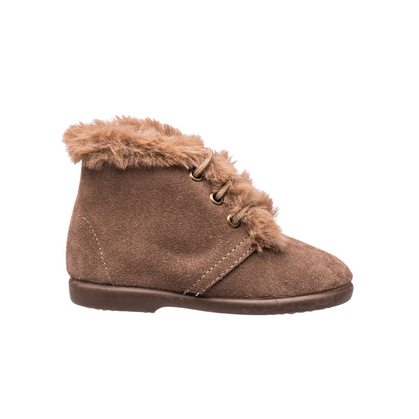 Elephantito Teddy Bootie With Laces Suede Mink Shoes