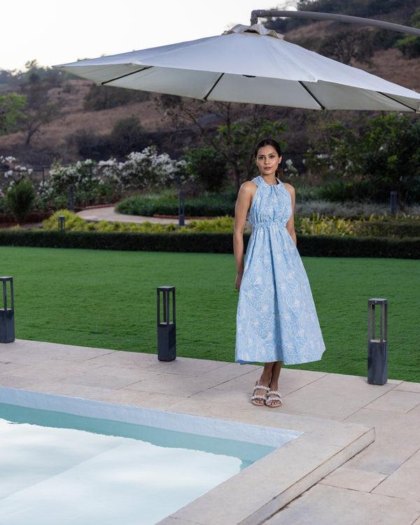 Eleven.one Simran In Blue Fin Dress