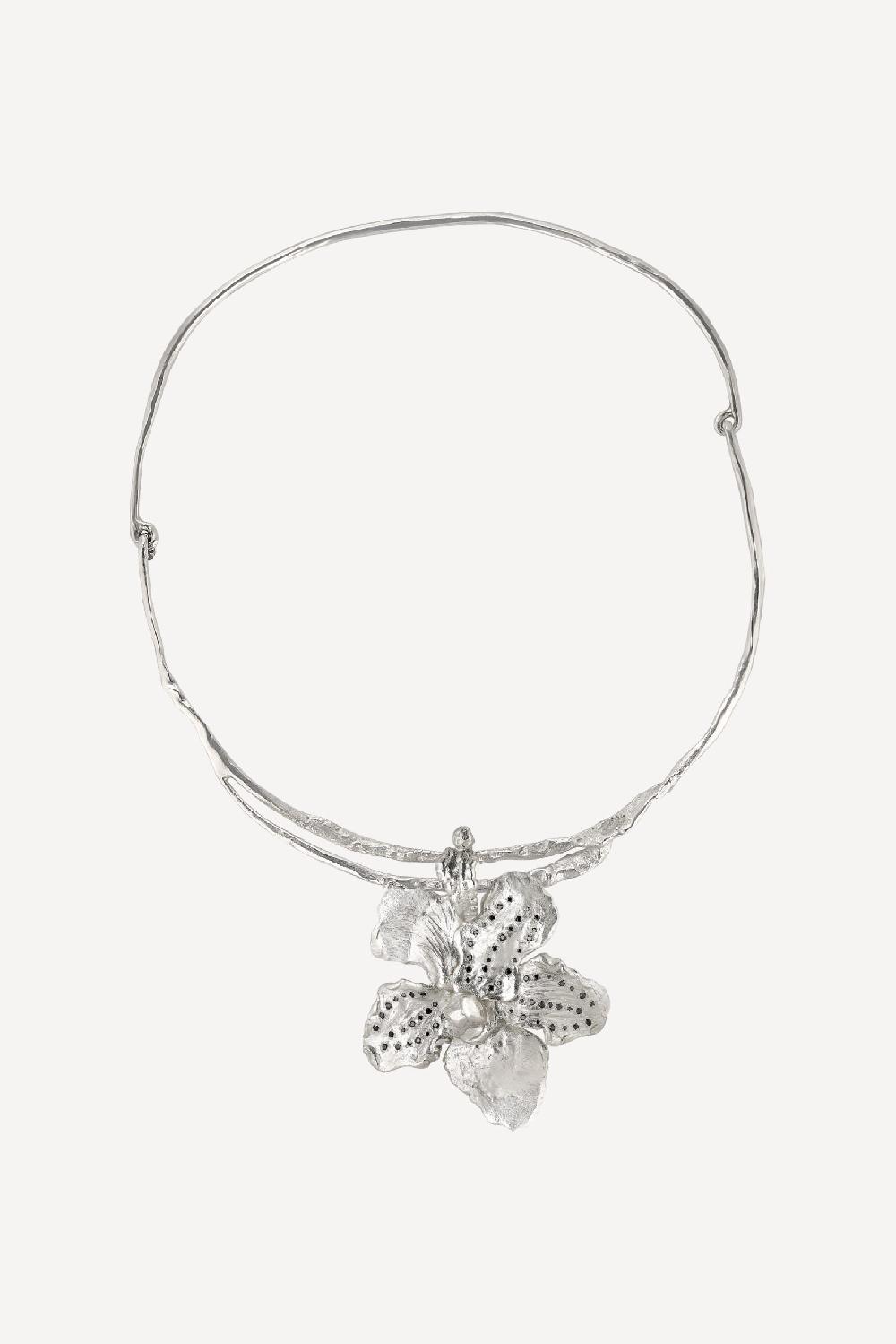 elhanati Collar with Flower Pendant 2 with Black Diamonds – ELHANATI