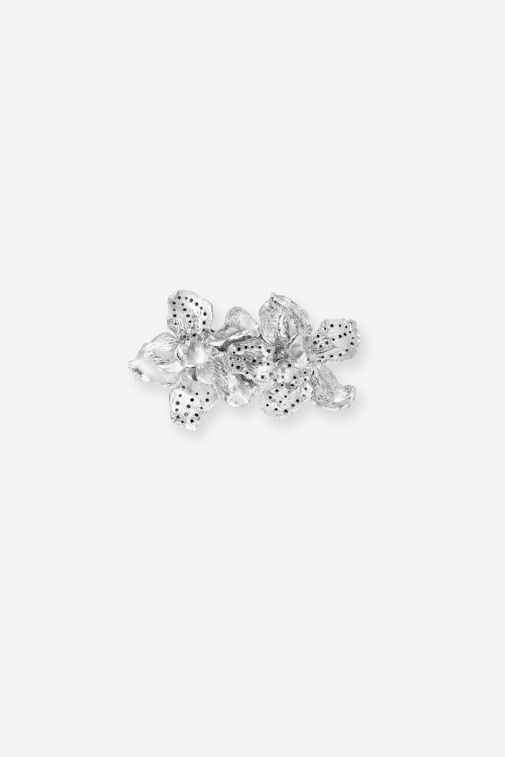 elhanati Double Flower Brooch with Black Diamonds – ELHANATI