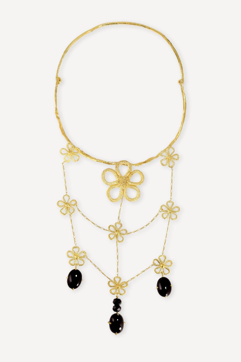 elhanati Golden Black Folklore Drop Necklace – ELHANATI