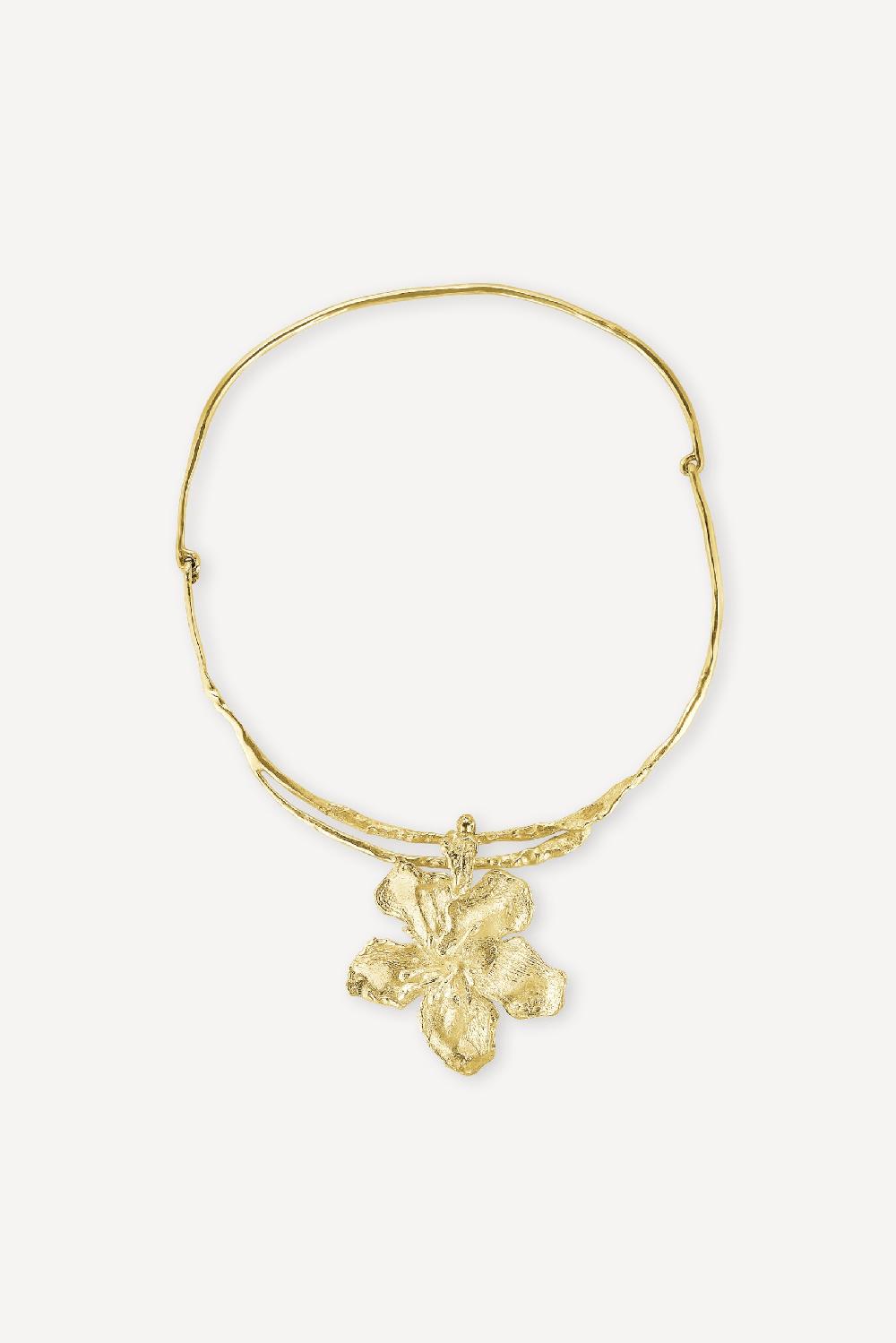 elhanati Golden Collar with Flower Pendant 2 – ELHANATI