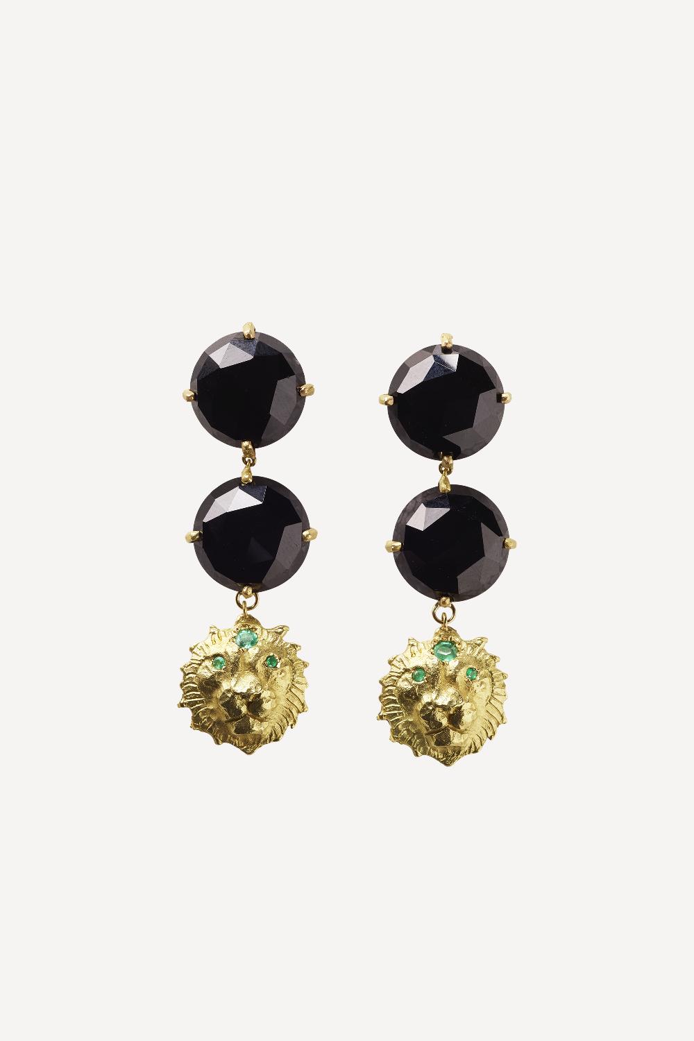 elhanati Lux Star Sign Leo Spinel Earrings with Emerald [Pair] – ELHANATI