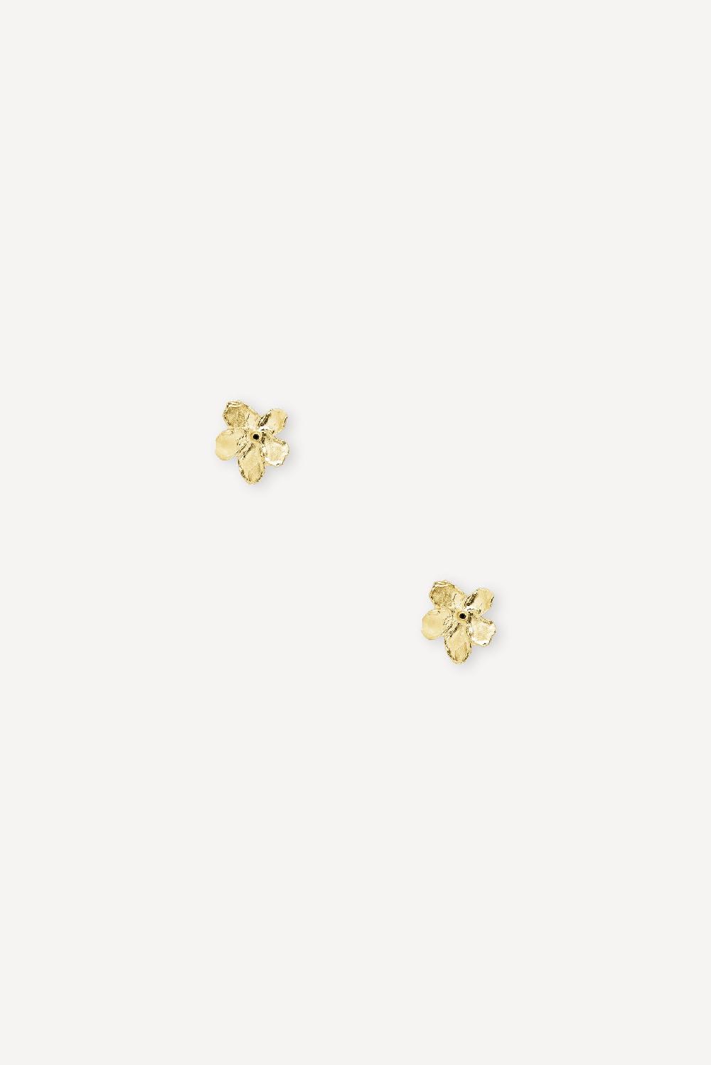 elhanati Small Golden Flower Earrings with Black Diamonds – ELHANATI