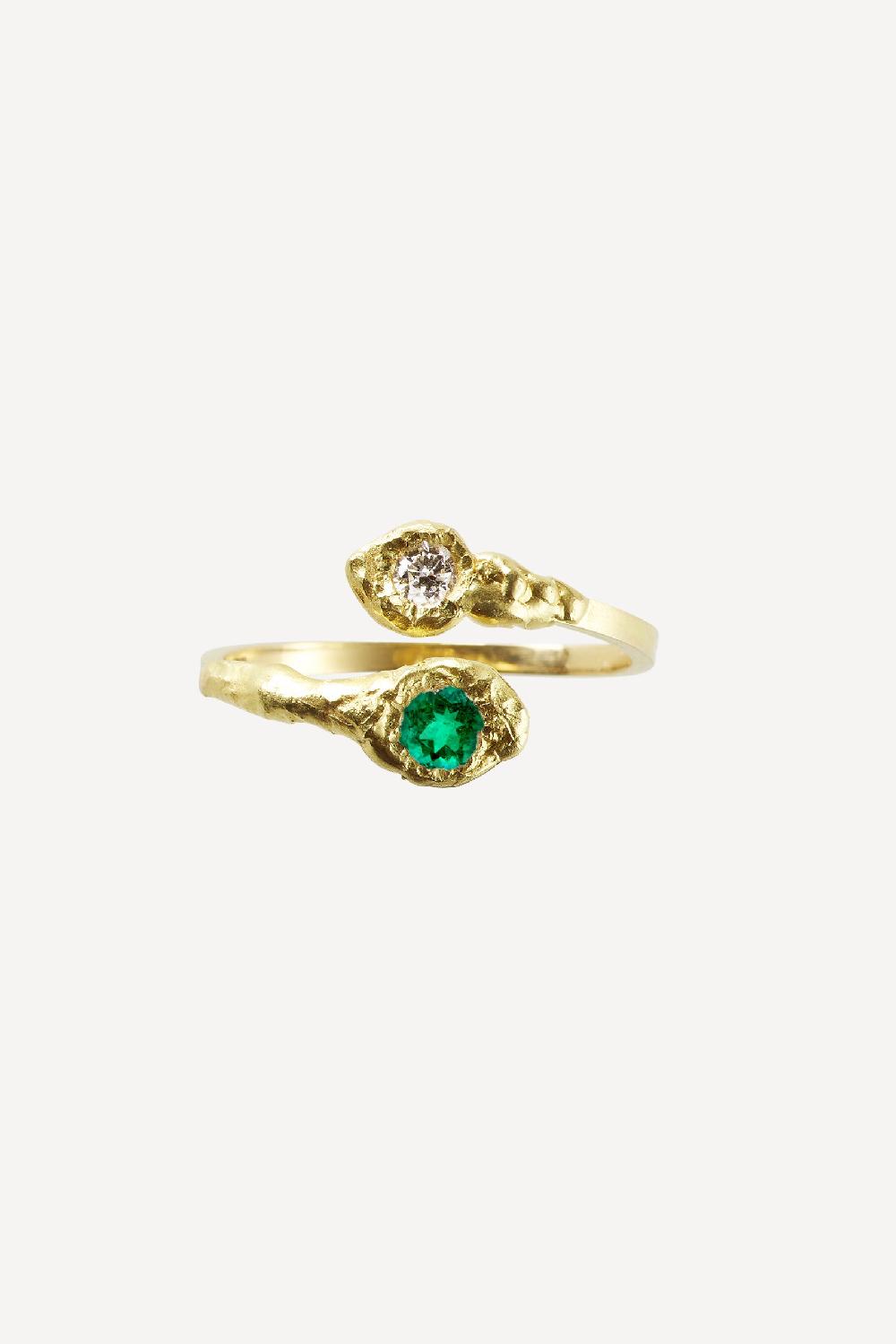 elhanati Solitaire Emerald Esmeralda Duo Ring 0.30ct – ELHANATI