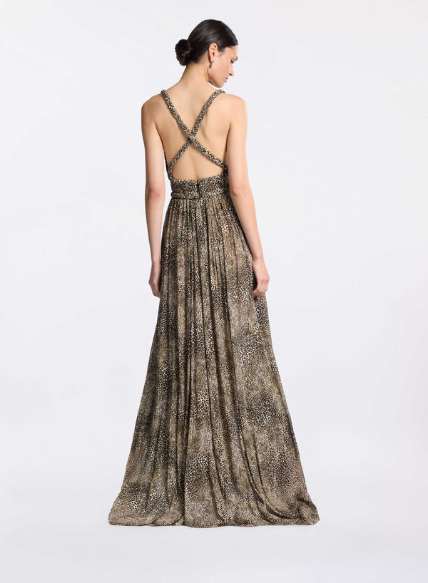 Elie Saab Animalier Print Silk Dress Micro Animalier