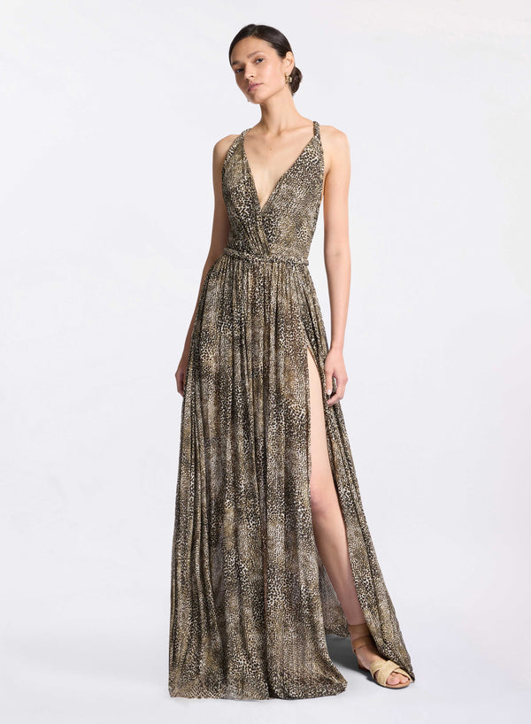 elie saab Animalier print silk dress Micro Animalier