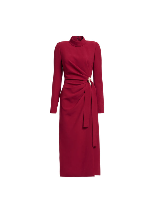 Elie Saab Crytal Embellished Midi Dress Luscious Red