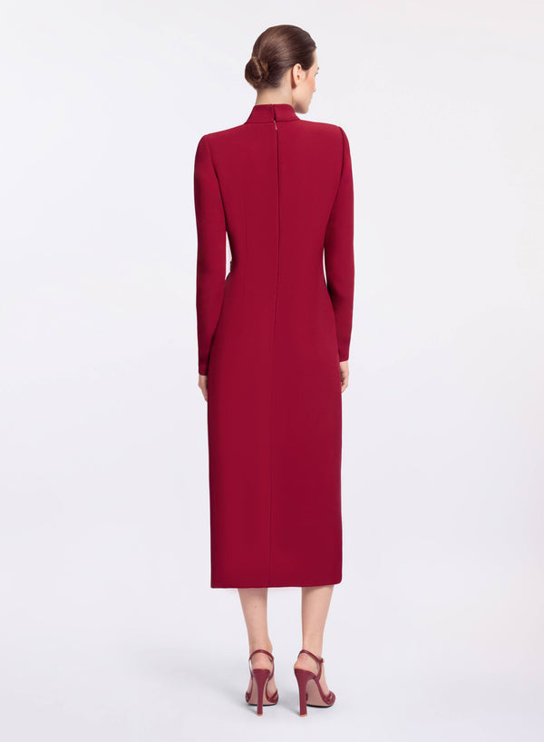 Elie Saab Crytal Embellished Midi Dress Luscious Red