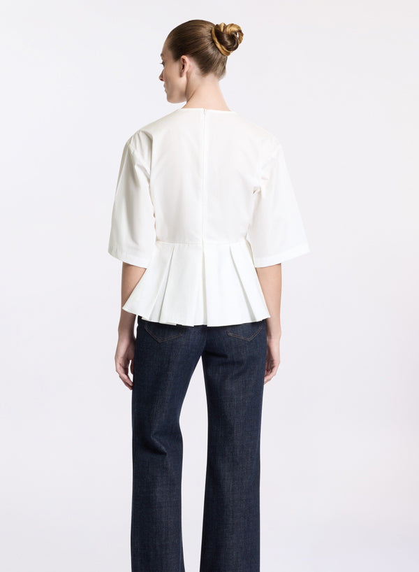 Elie Saab 3d Flower Poplin Blouse Off White