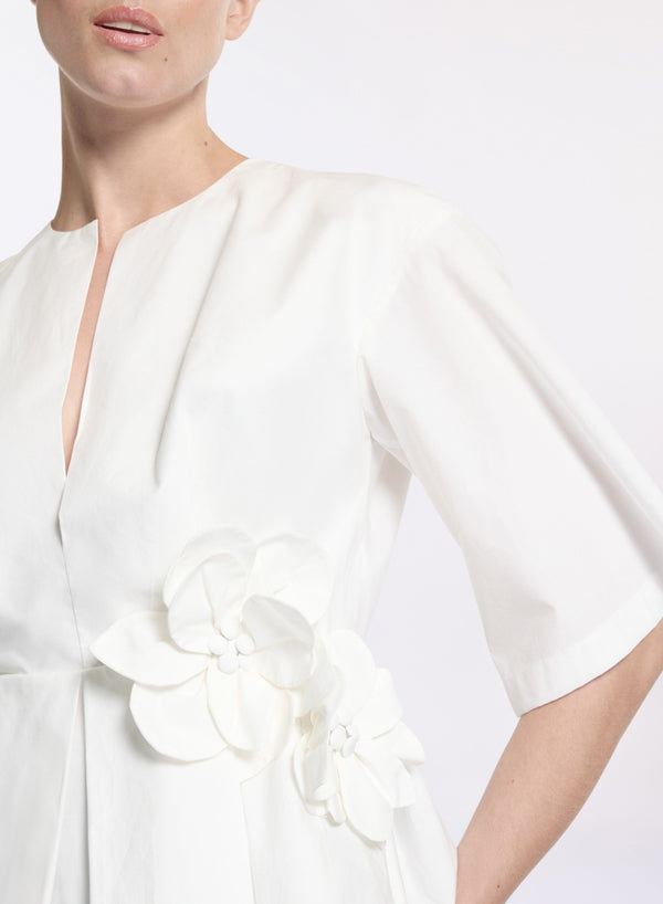 Elie Saab 3d Flower Poplin Blouse Off White