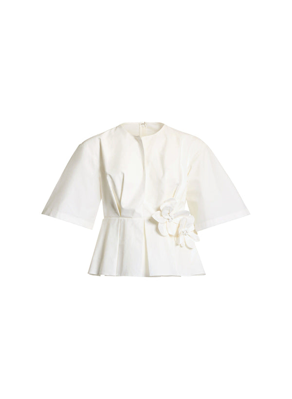 Elie Saab 3d Flower Poplin Blouse Off White