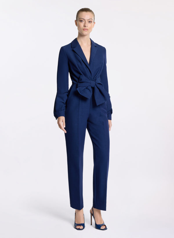 elie saab Bow detail jumpsuit Empire Blue