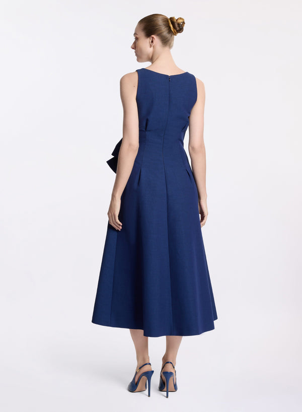 Elie Saab Bow Detail Midi Dress Empire Blue