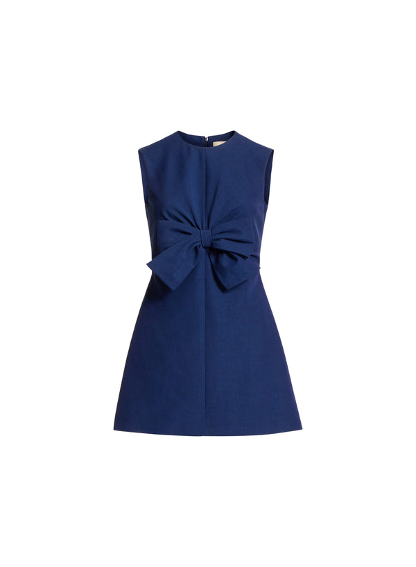 Elie Saab Bow Detail Short Dress Empire Blue