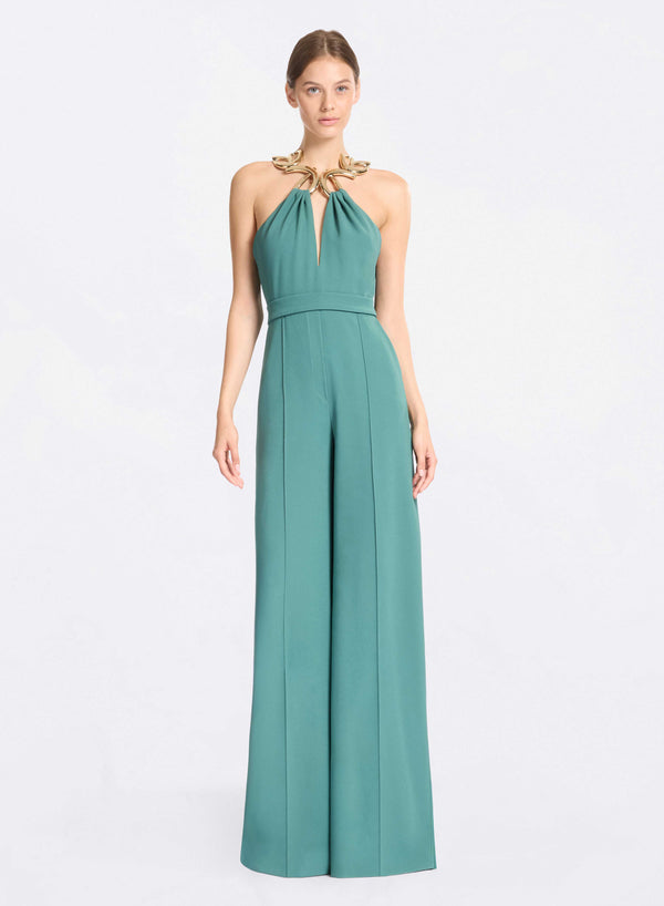 elie saab Cady jumpsuit with necklace Blue Spruce