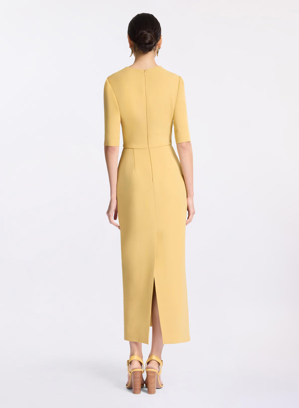 Elie Saab Cady Midi Dress Sand Gold