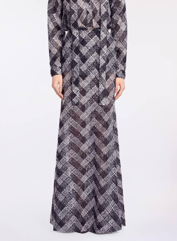 Elie Saab Chevron Long Skirt Black And White