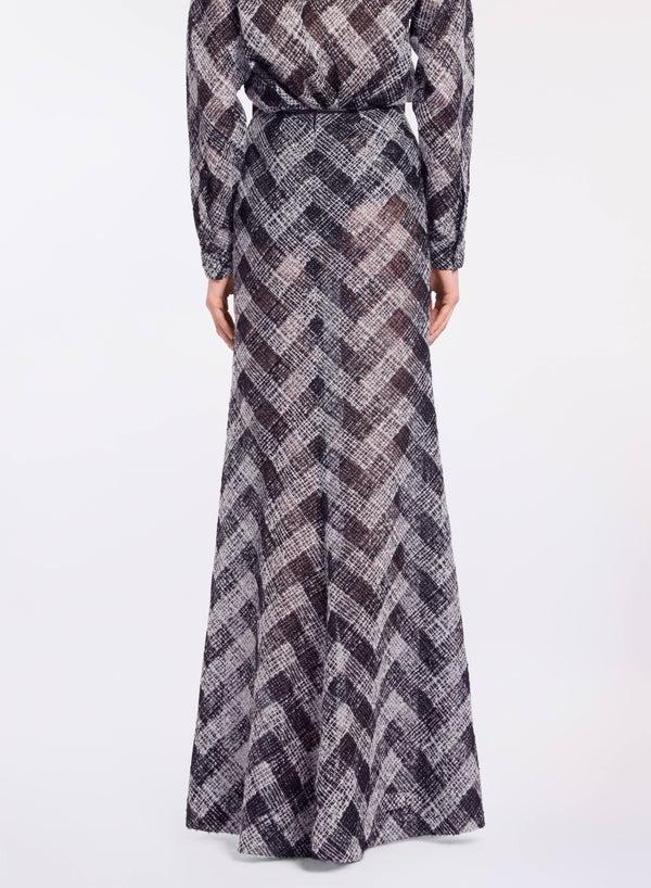 Elie Saab Chevron Long Skirt Black And White