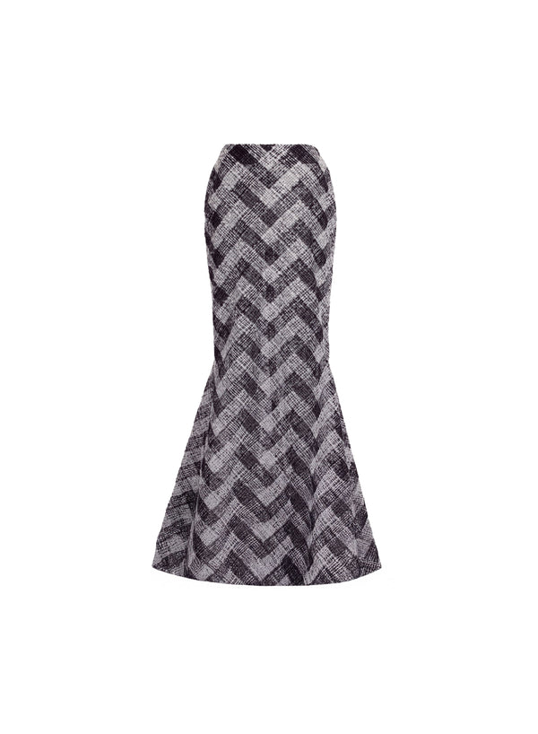 Elie Saab Chevron Long Skirt Black And White
