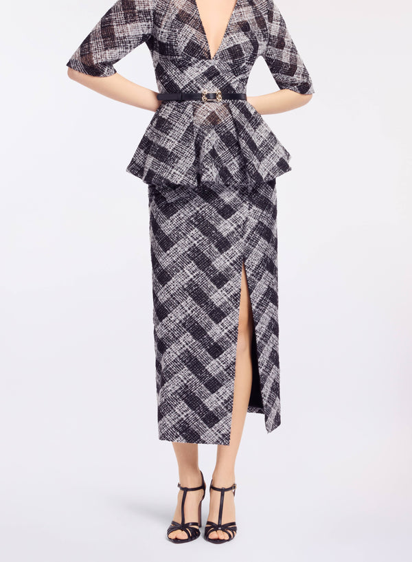 Elie Saab Chevron Midi Skirt Black And White
