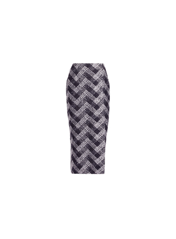 Elie Saab Chevron Midi Skirt Black And White