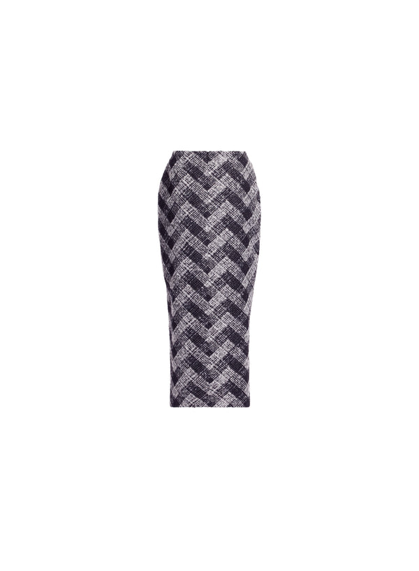 Elie Saab Chevron Midi Skirt Black And White