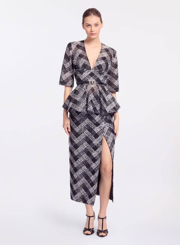 elie saab Chevron midi skirt Black and White