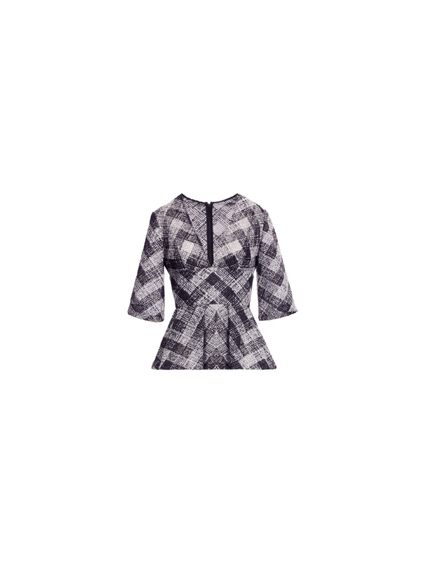 Elie Saab Chevron Peplum Blouse Black And White