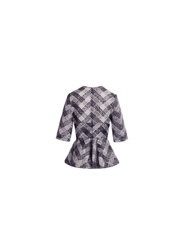 Elie Saab Chevron Peplum Blouse Black And White