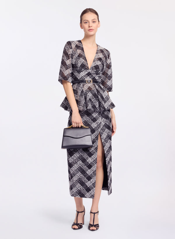 Elie Saab Chevron Peplum Blouse Black And White