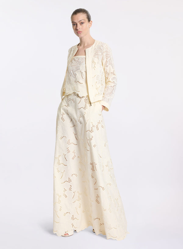 elie saab Cotton embroidered jacket Off White