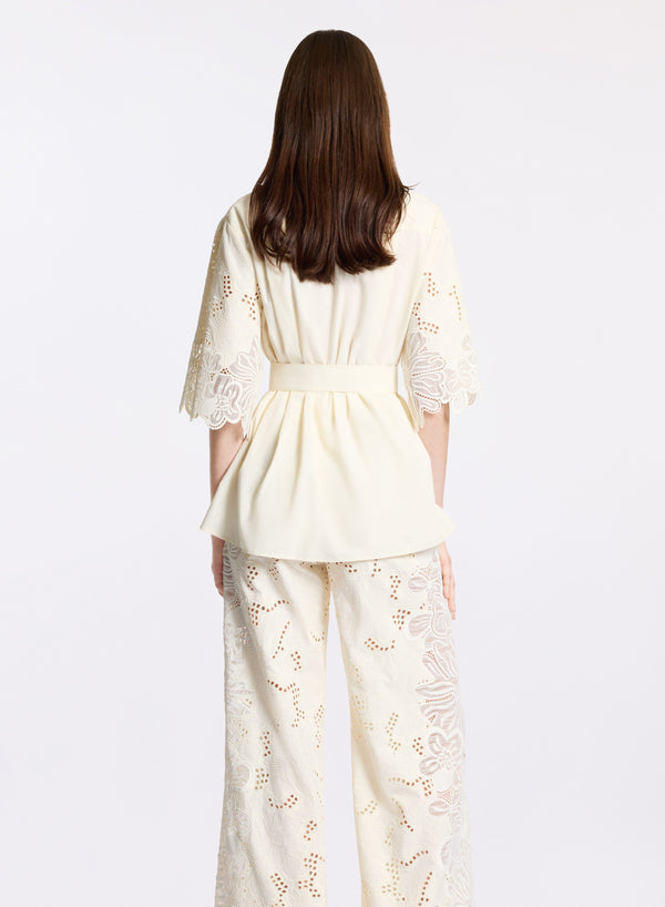 Elie Saab Cotton Embroidered Shirt Off White