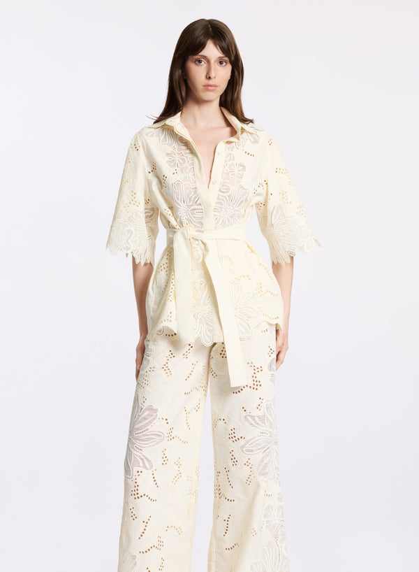Elie Saab Cotton Embroidered Shirt Off White