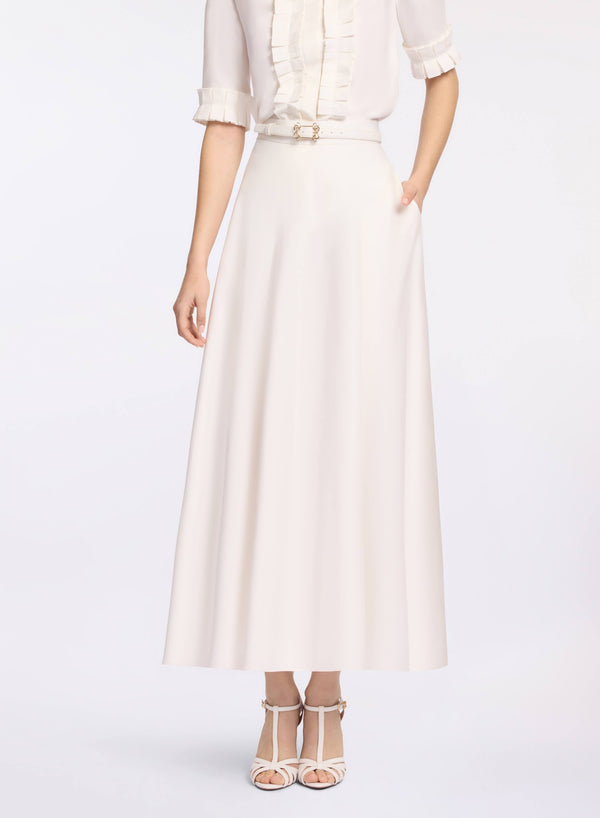 Elie Saab Cotton Skirt Powder White