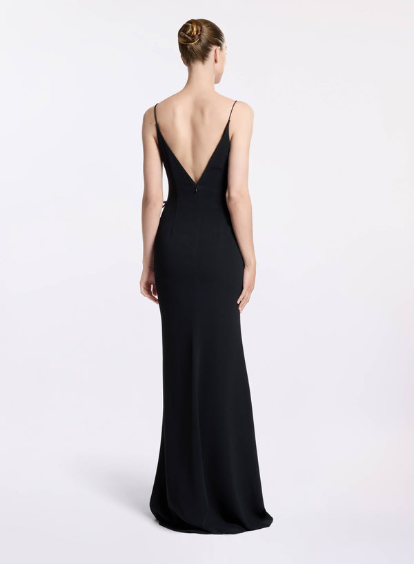 Elie Saab Crystal Bow Embellished Dress Black