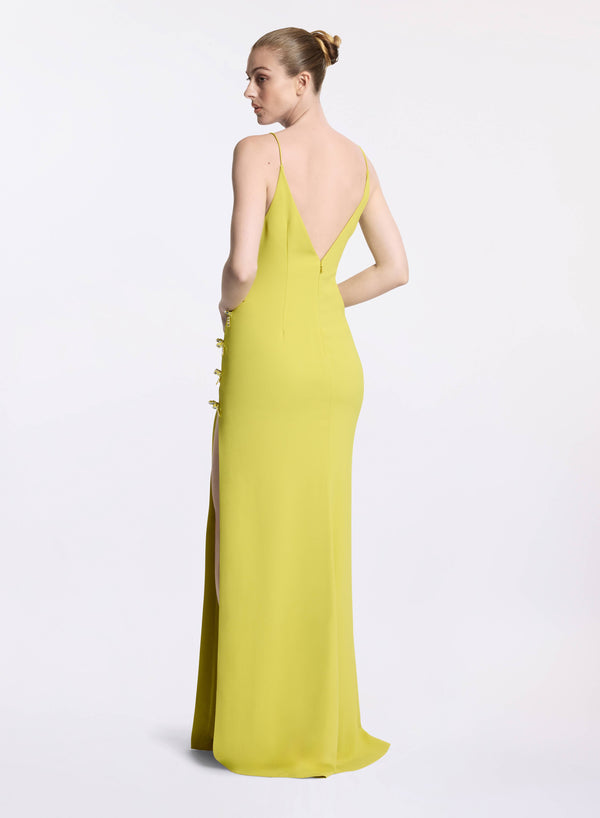 Elie Saab Crystal Bow Embellished Dress Mela Verde