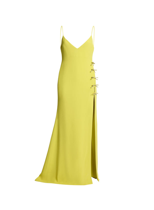 Elie Saab Crystal Bow Embellished Dress Mela Verde