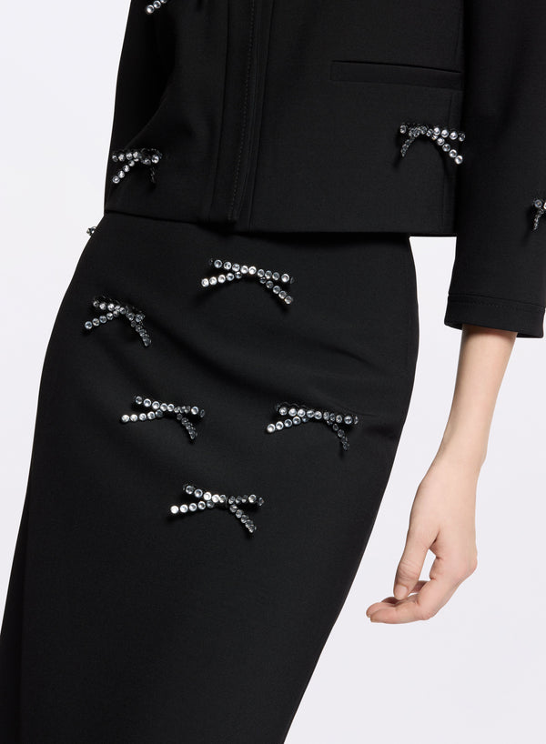 Elie Saab Crystal Bow Embellished Skirt Black