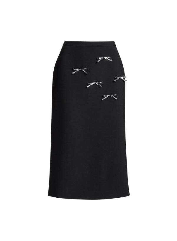 Elie Saab Crystal Bow Embellished Skirt Black