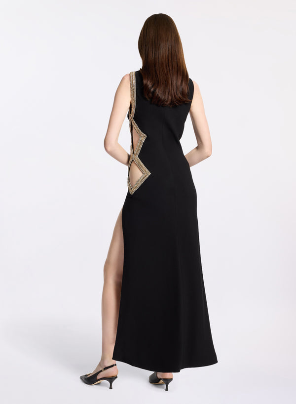 Elie Saab Crystal Embellished Cut-out Dress Black