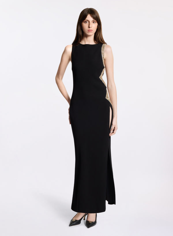 elie saab Crystal embellished cut-out dress Black