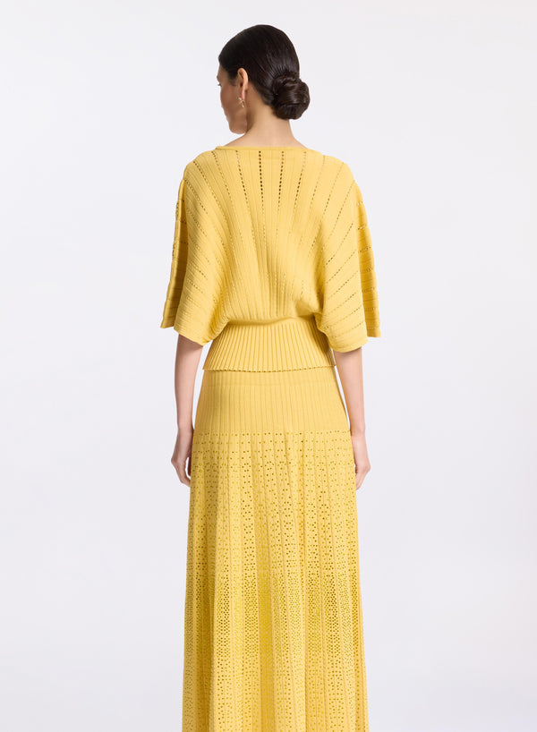 Elie Saab Crystal Embellished Knit Top Sand Gold