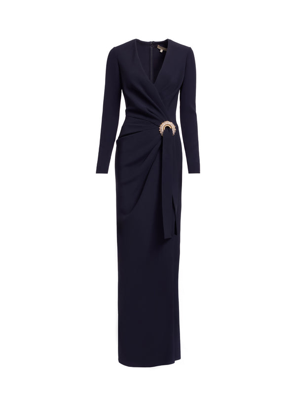 Elie Saab Crytal Embellished Long Dress Black