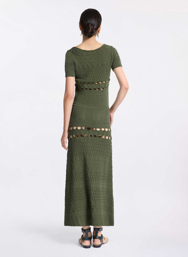 Elie Saab Cut-out Knit Midi Dress Palm Shade