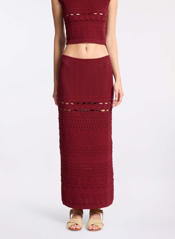 Elie Saab Cut-out Knit Skirt Fireball Lily